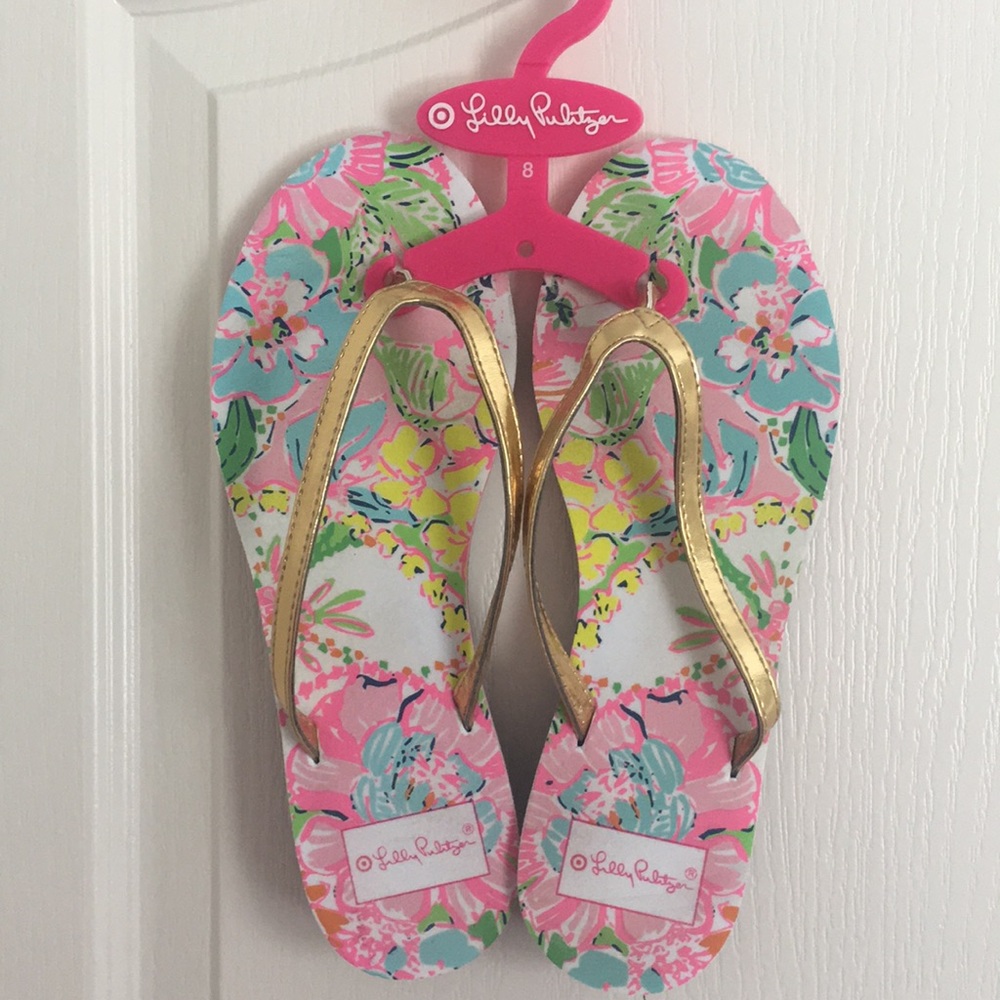 Lilly Pulitzer size 8 pink flip flops